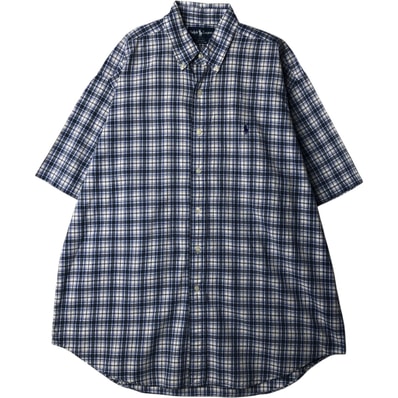 古着 ラルフローレン Ralph Lauren BLAKE 半袖 ボタンダウン チェックシャツ メンズL相当/eaa640699