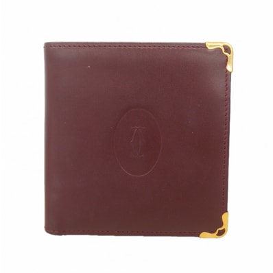 【6ed3467】カルティエ 財布 マスト レザー ボルドー ゴールド金具【中古】レディース