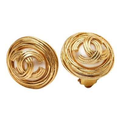 シャネル ココマーク ヴィンテージ イヤリング 94A ゴールド メッキ フェイクパール レディース CHANEL 【中古】