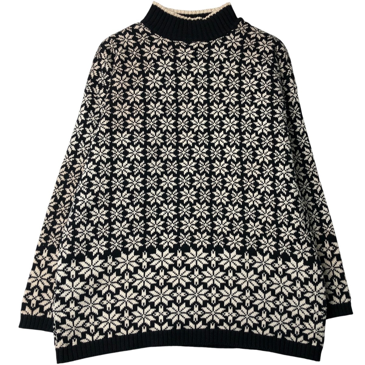 古着 90年代 ギャップ GAP オールドギャップ 総柄 スノー柄 雪柄 ハイネック コットンニットセーター メンズL相当 ヴィンテージ/eaa615165