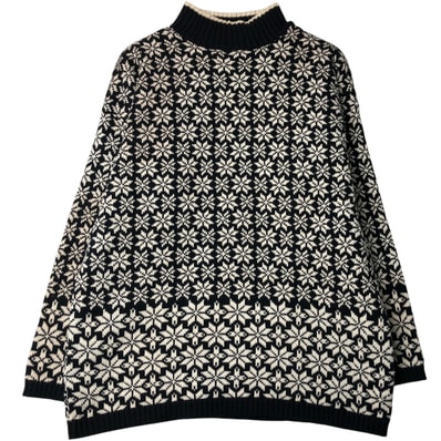 古着 90年代 ギャップ GAP オールドギャップ 総柄 スノー柄 雪柄 ハイネック コットンニットセーター メンズL相当 ヴィンテージ/eaa615165