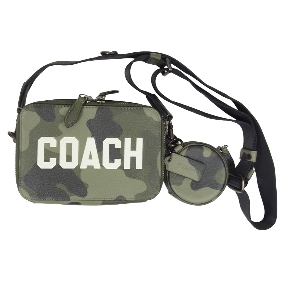 COACH コーチ CZ007 ポーチ付き チャーター クロスボディ 19 カモ プリント アンド グラフィック ショルダーバッグ カーキ系【中古】