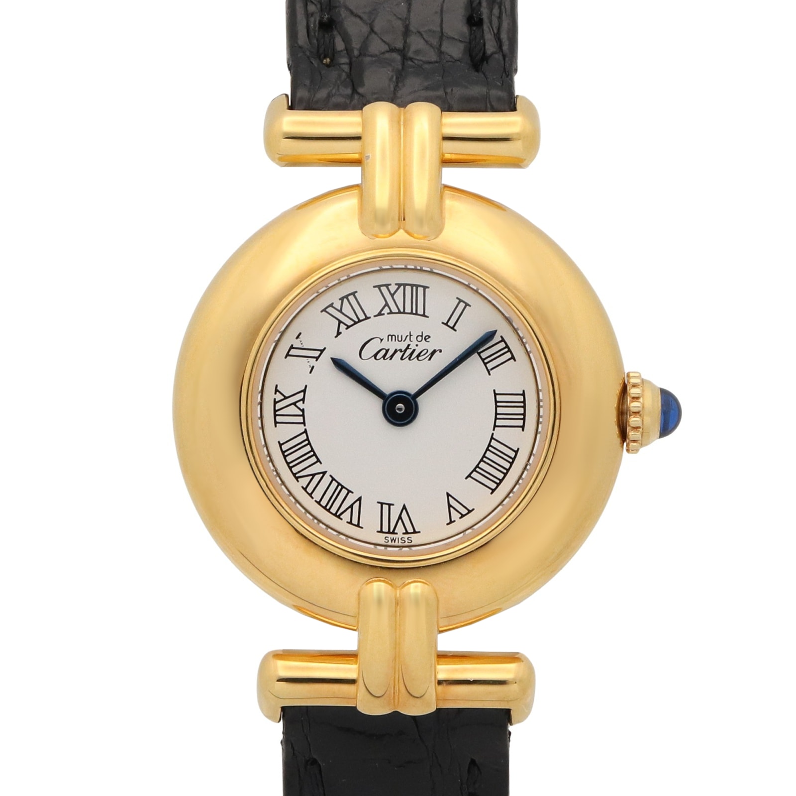 カルティエ CARTIER マストコリゼ 腕時計 時計 GP(ゴールドメッキ) クロコ革 レディース ホワイト系 W1011554 【中古】