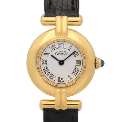 カルティエ CARTIER マストコリゼ 腕時計 時計 GP(ゴールドメッキ) クロコ革 レディース ホワイト系 W1011554 【中古】