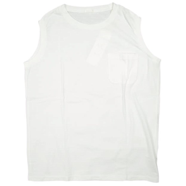 新品 COMOLI コモリ 日本製 コットン天竺 ノースリーブTシャツ K01-05005 1 WHITE ポケット カットソー トップス g24767