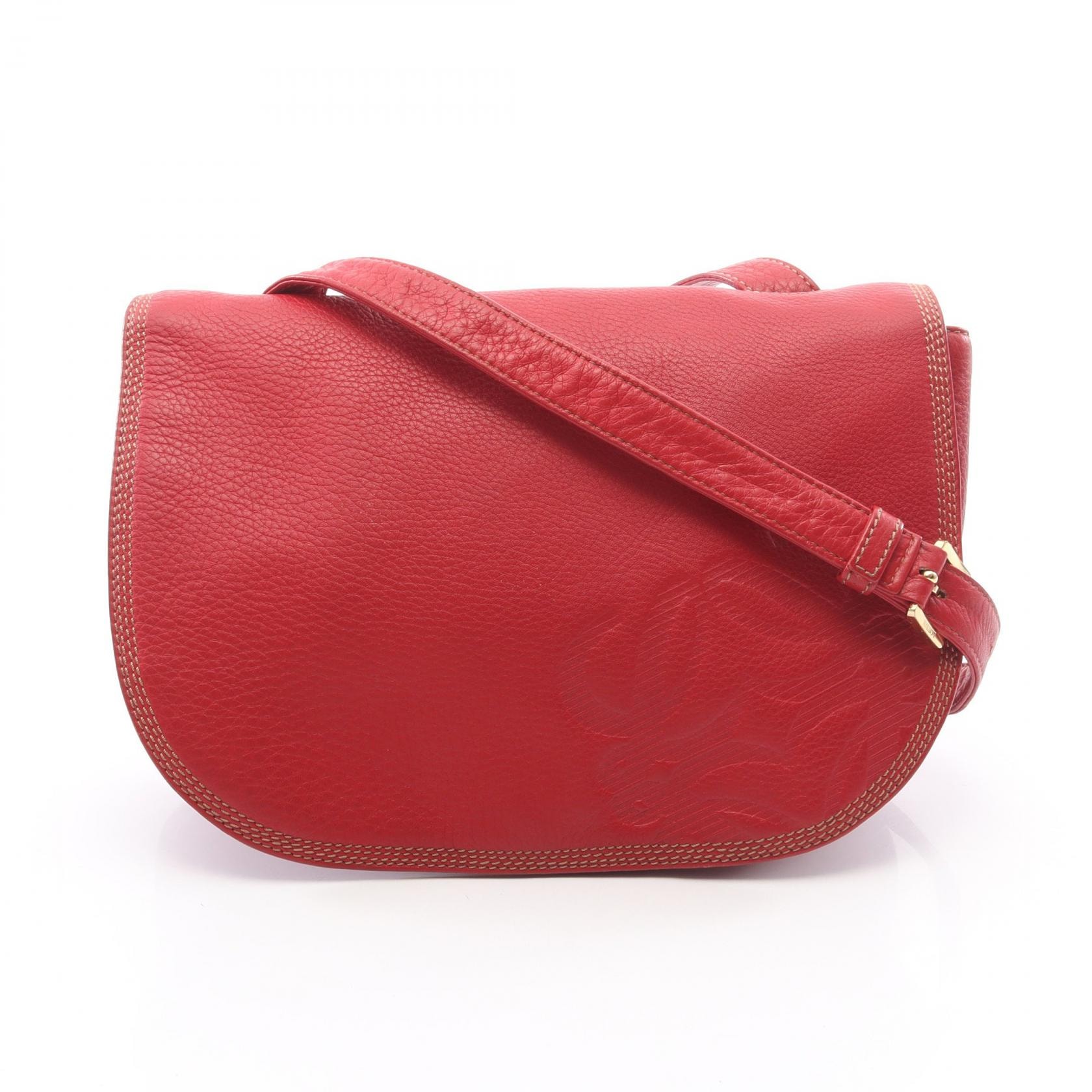 ロエベ LOEWE アナグラム ショルダーバッグ バッグ レザー レディース レッド系 【中古】