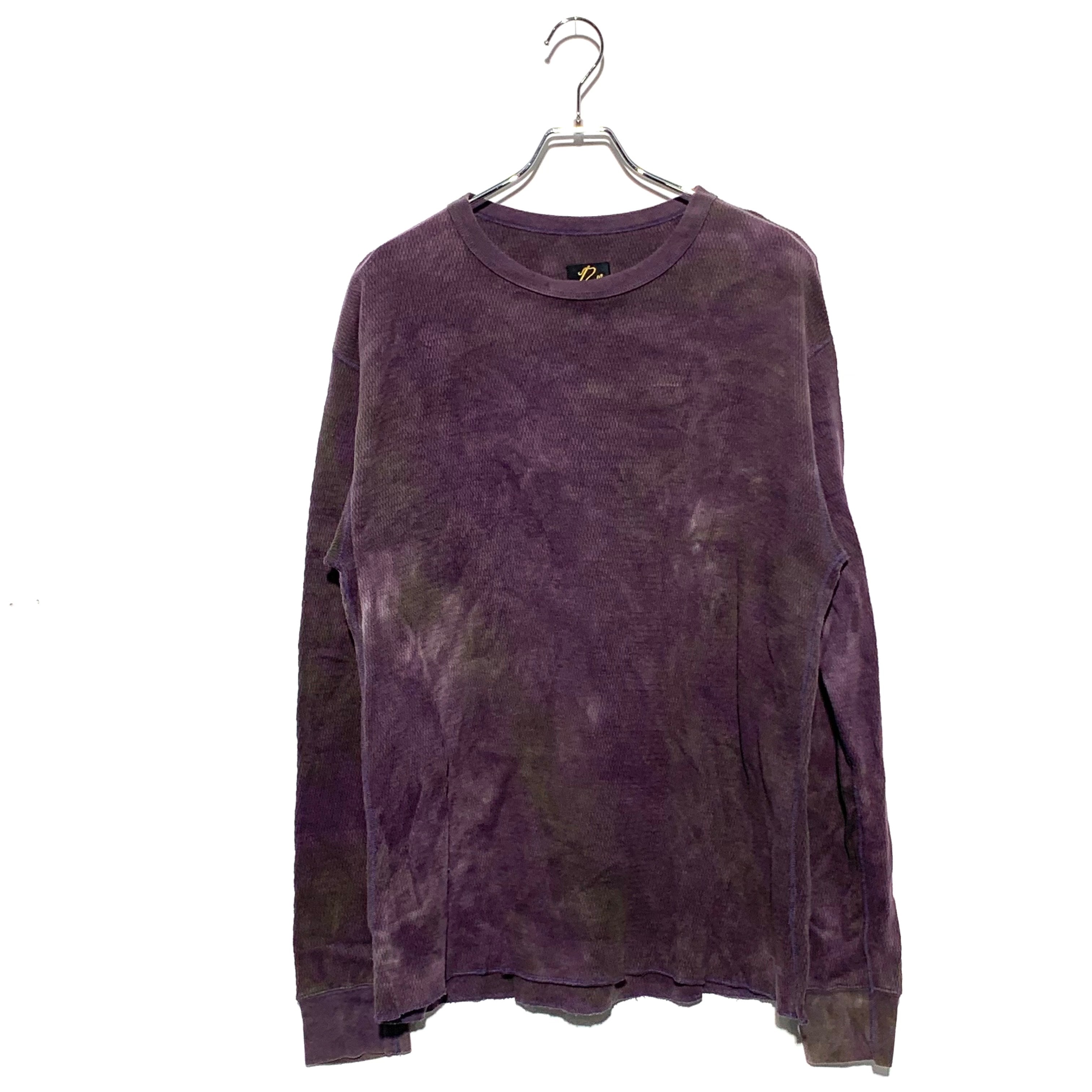 Needles L/S Crew Neck Tee - Cotton Thermal / Uneven Dye EGGPLANT