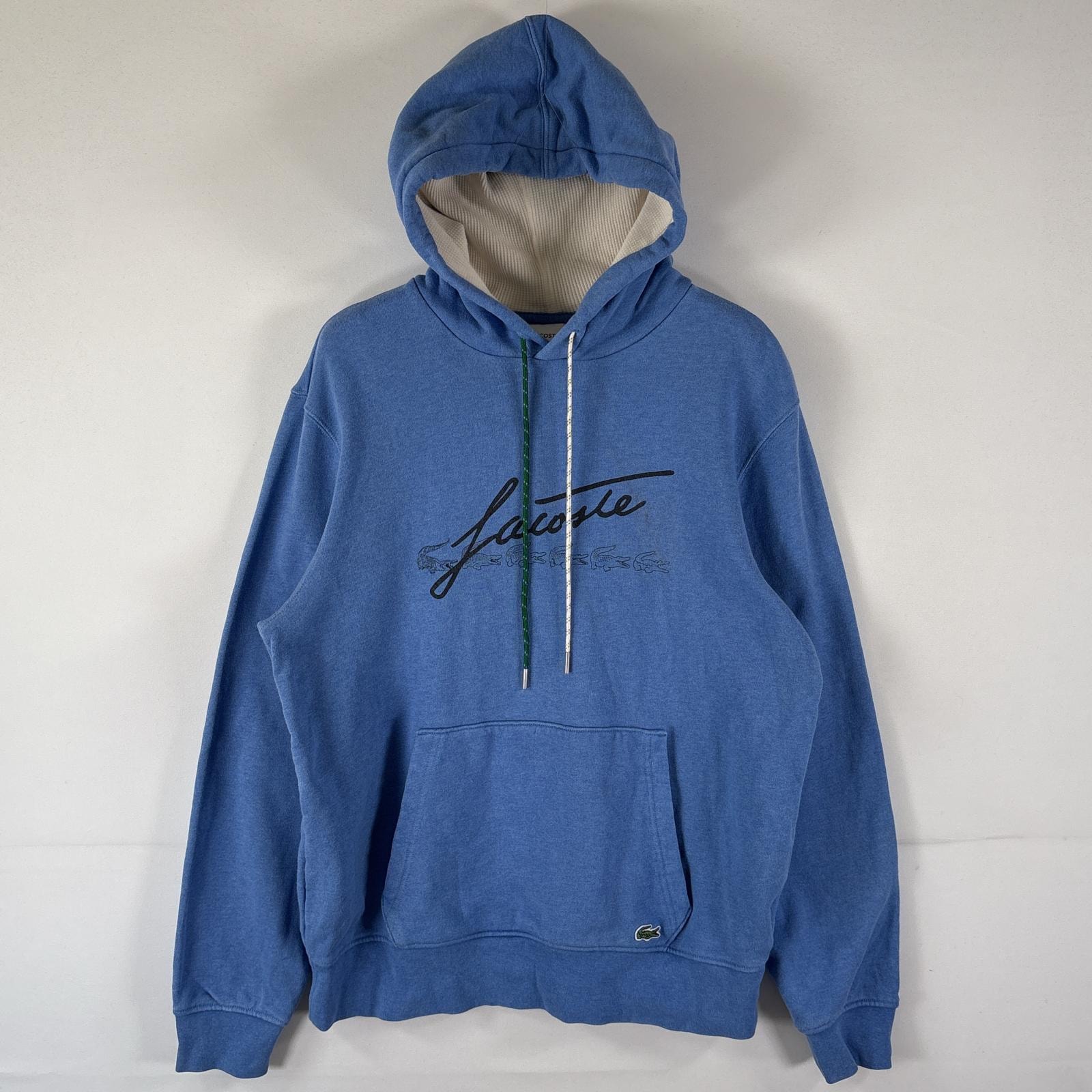 古着 ラコステ LACOSTE パーカー スウェット ワンポイント ロゴプリント プルオーバー  フーディ L  水色 メンズ