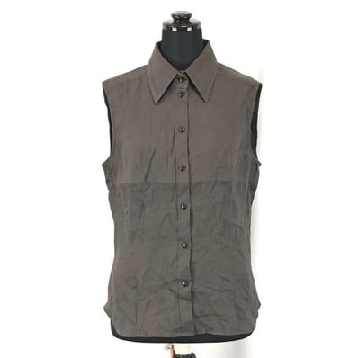 マックスマーラ/Max Mara★麻/リネン100%ベスト/ノースリーブシャツ【38/women’s size -M/茶系/brown系】Tops/Shirts/Best◆BH51