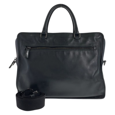 美品 PRADA プラダ ブラック 黒 レザー ビジネスバッグ ブリーフケース 601226 【中古】