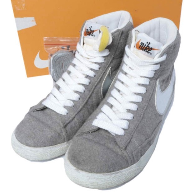 NIKE x BEAMS ナイキ ビームス 別注 BLAZER MID PRM VNTG QS ブレザー ミッド プレミアム ヴィンテージ 638322-001 US6.5(24.5cm) GRANITE/METALLIC SILVER-WHITE フランネル