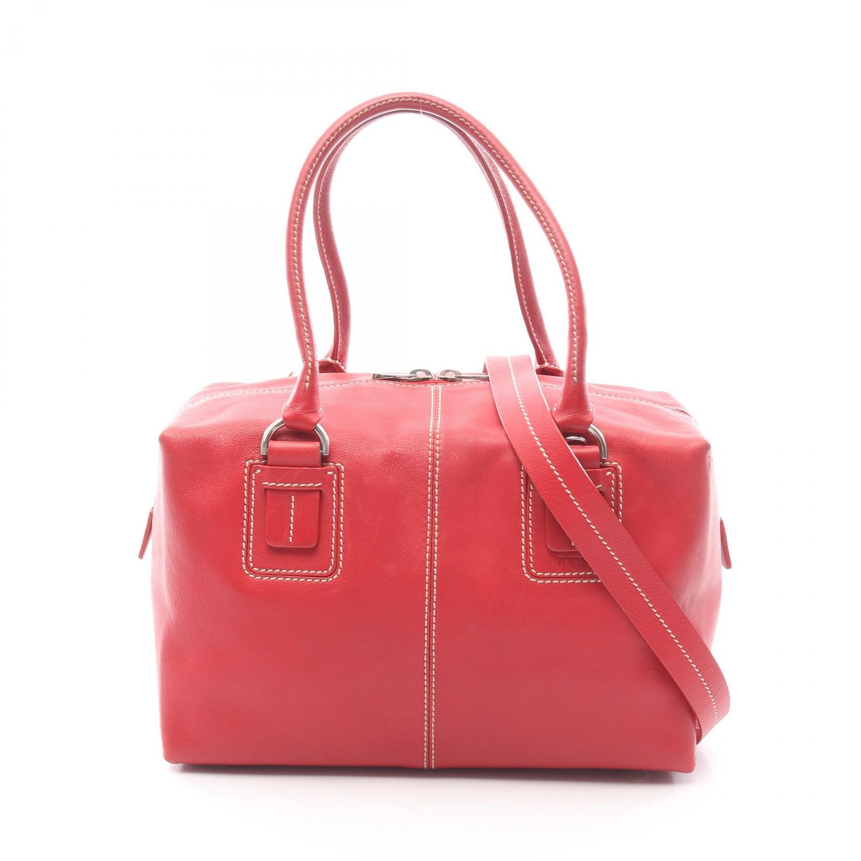 トッズ TOD'S トートバッグ バッグ レザー レディース レッド系 【中古】