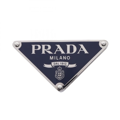 プラダ PRADA トライアングルロゴ ベルトバックル アクセサリー メタル メンズ レディース ネイビー系 / シルバー系 【中古】