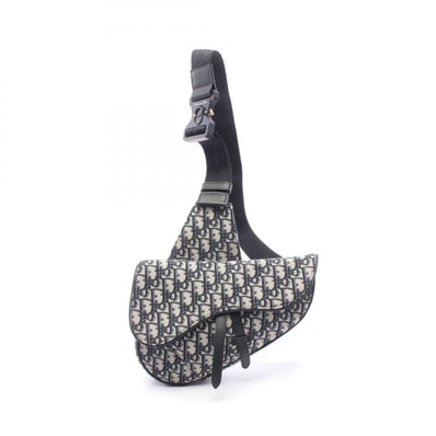 ディオール Dior SADDLE サドル オブリーク ジャガード ウエストバッグ ボディバッグ バッグ キャンバス レザー メンズ ネイビー系 / ベージュ系 / ブラック系 【中古】