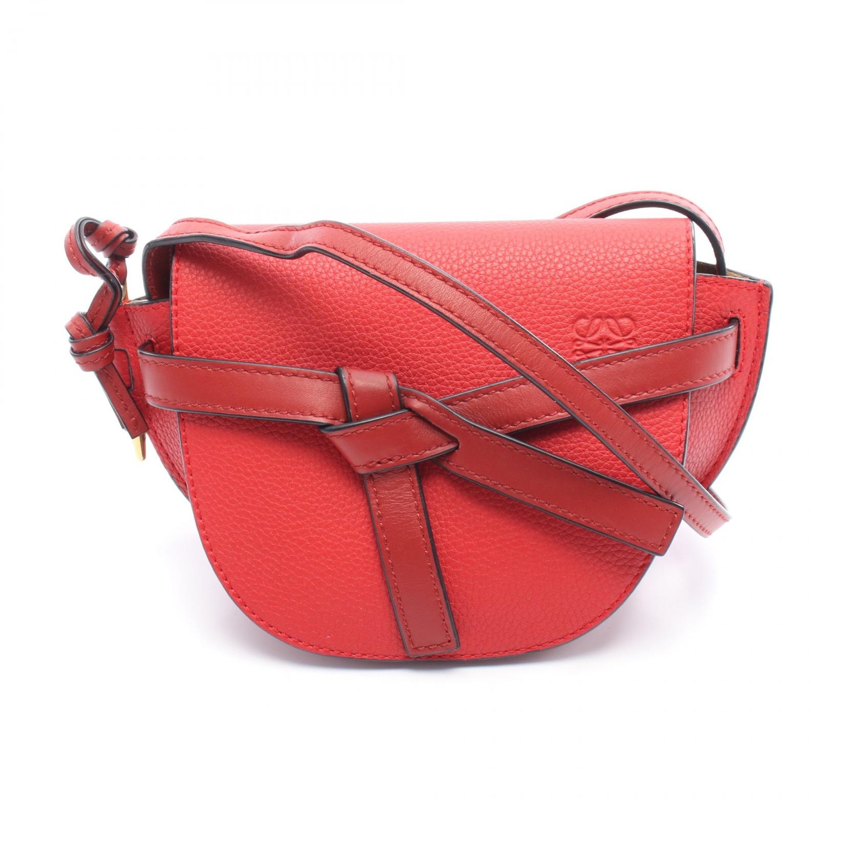 ロエベ LOEWE ゲートバッグ ミニ ショルダーバッグ バッグ レザー レディース レッド系 【中古】