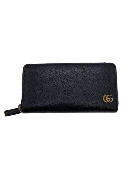 GUCCI GG Marmont Leather Zip Around Wallet "Black/Gold"