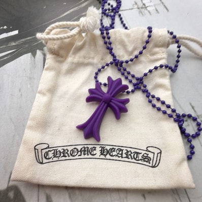 Chrome Hearts Rubber Small CH Cross Silicon Necklace "Purple"
