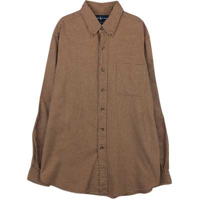 古着 ラルフローレン Ralph Lauren CLASSIC FIT 千鳥格子柄 長袖 ボタンダウン ライトネルチェックシャツ メンズL相当/eaa650257