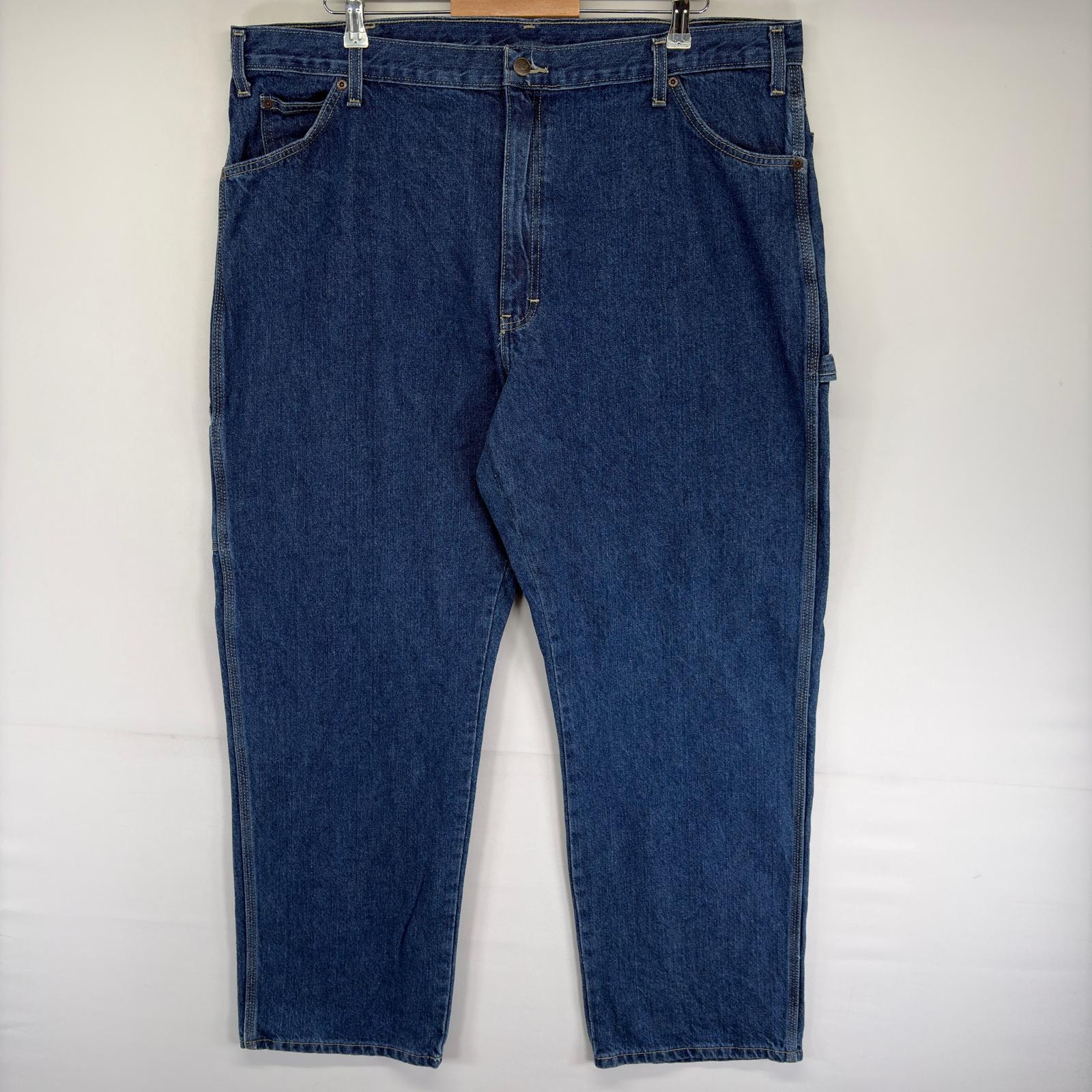 古着 ディッキーズ Dickies デニム パンツ ペインター スパナポケット 大きいサイズ ジップ ハンマーループ W42 L32  ブルー系 メンズ