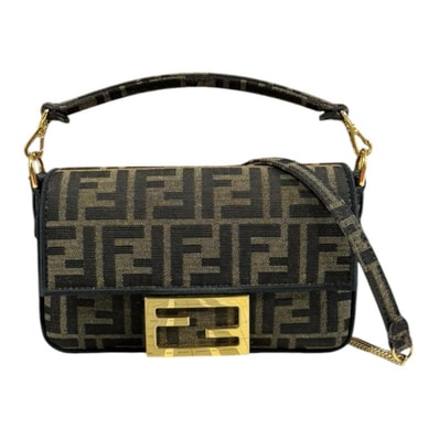 フェンディ バゲット ミニ ズッカ ショルダーバッグ キャンバス 8BS017 ブラウン レディース FENDI 中古