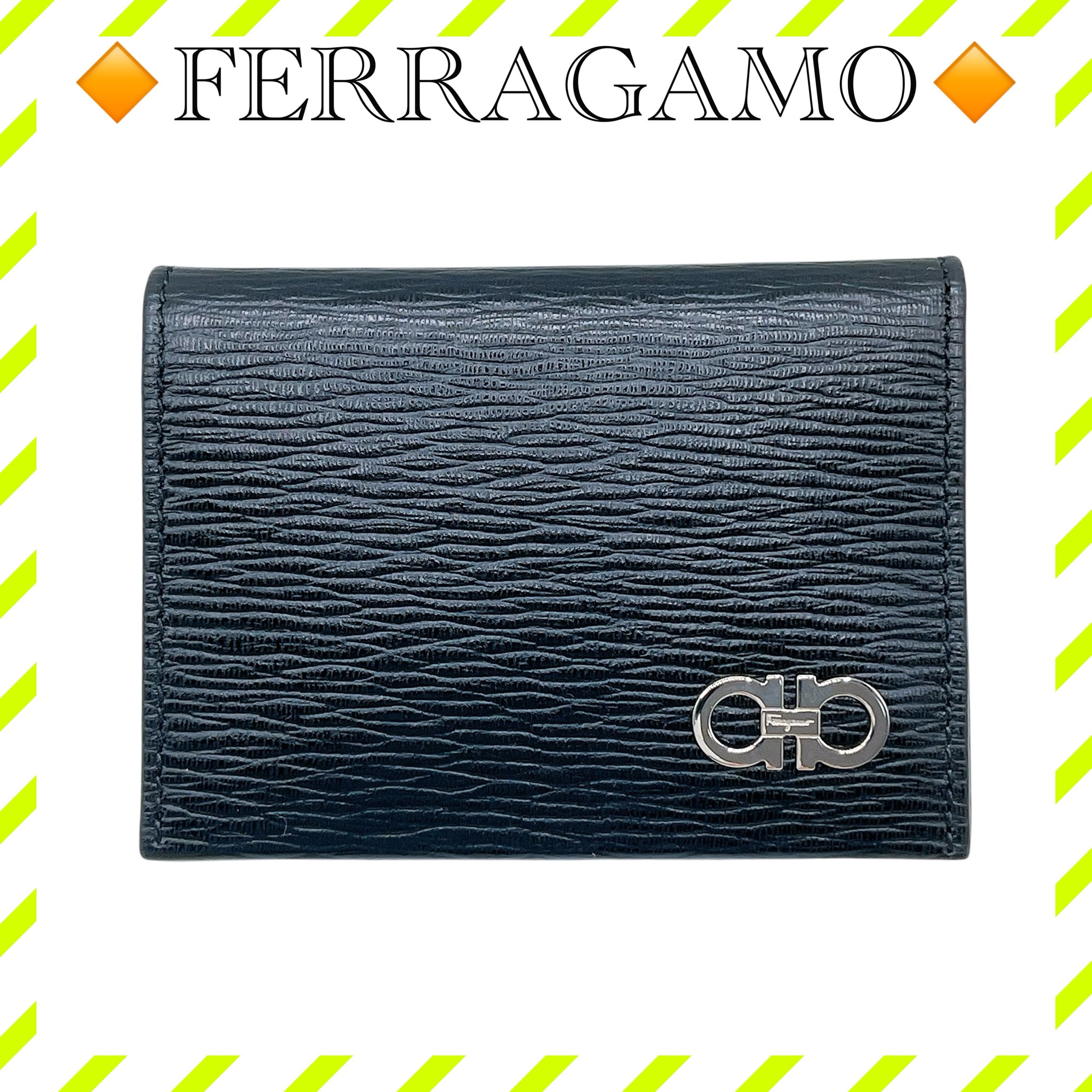 Salvatore Ferragamo Card Case "Black/Fjord Blue"