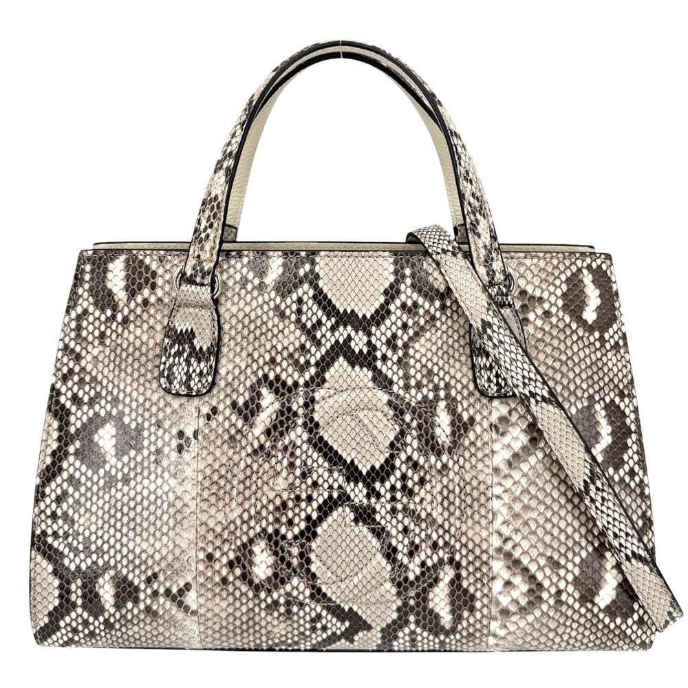 GUCCI グッチ 2WAY ソーホー インターロッキングG ハンドバッグ ショルダーバッグ 431571 パイソン  レザー   ベージュ ゴールド金具 レディース 美品【中古品】