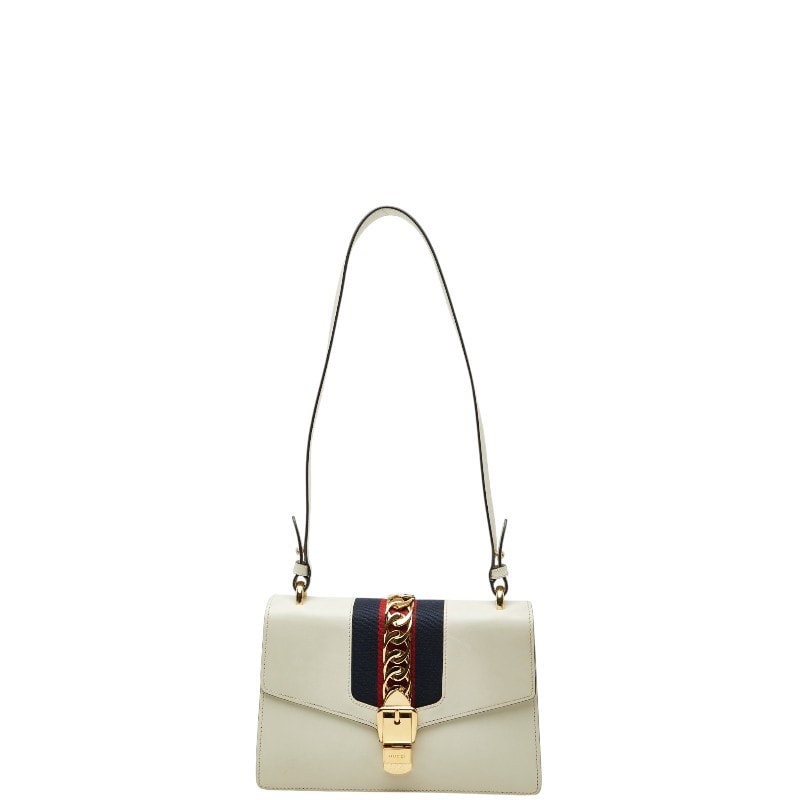 グッチ シェリーライン シルヴィ ショルダーバッグ 421882 ホワイト レザー レディース GUCCI 【中古】