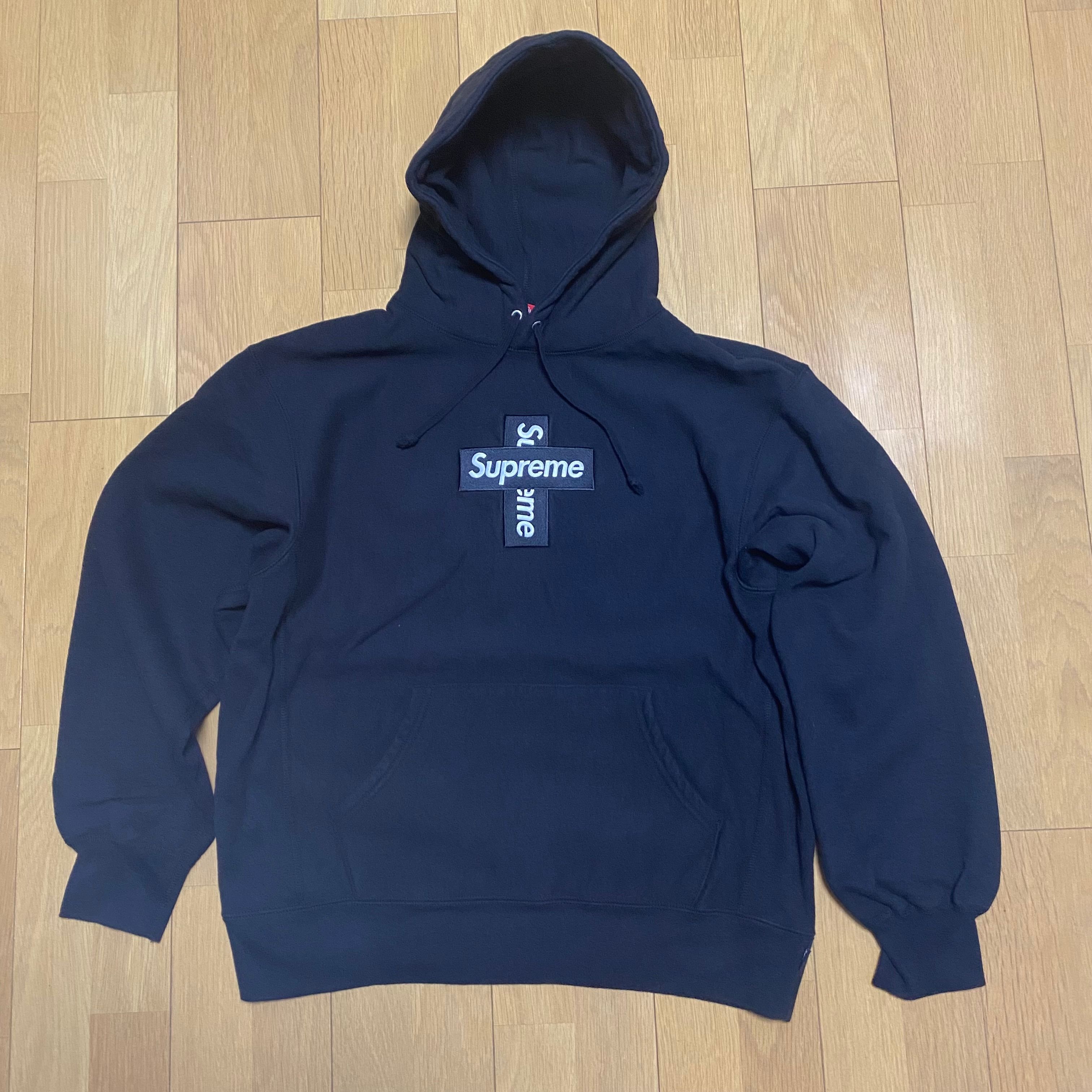 Supreme Cross Box Logo Hooded Sweatshirt "Black"