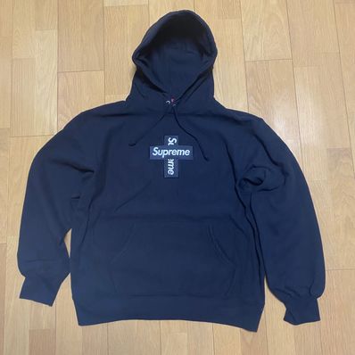 Supreme Cross Box Logo Hooded Sweatshirt "Black"