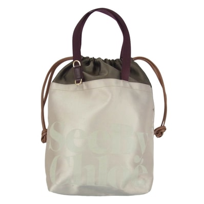 SEE BY CHLOE シーバイクロエ トートバッグ ESSENTIAL SMALL TOTE BAG ロゴプリント スモール トートバッグ ブラウン系【中古】