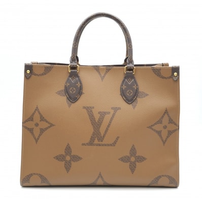 LOUIS VUITTON(ルイ・ヴィトン)オンザゴー MM トートバッグ ショルダーバッグ バイカラー モノグラム アンプラント ベージュ ブラウン ゴールド金具 M45495【中古】