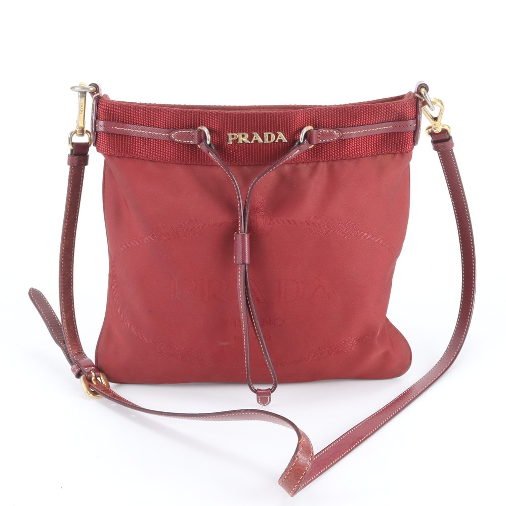 プラダ テスート ナイロンショルダーバッグ レザー×ナイロン