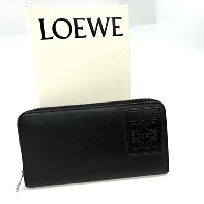 LOEWE アナグラム ジップアラウンド ウォレット レザー ブラック 長財布 鑑定済み 正規品 ロエベ