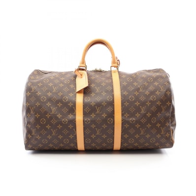 ルイ・ヴィトン LOUIS VUITTON キーポル55 ボストンバッグ バッグ PVCコーティングキャンバス レザー モノグラム メンズ レディース ブラウン系 M41424 【中古】