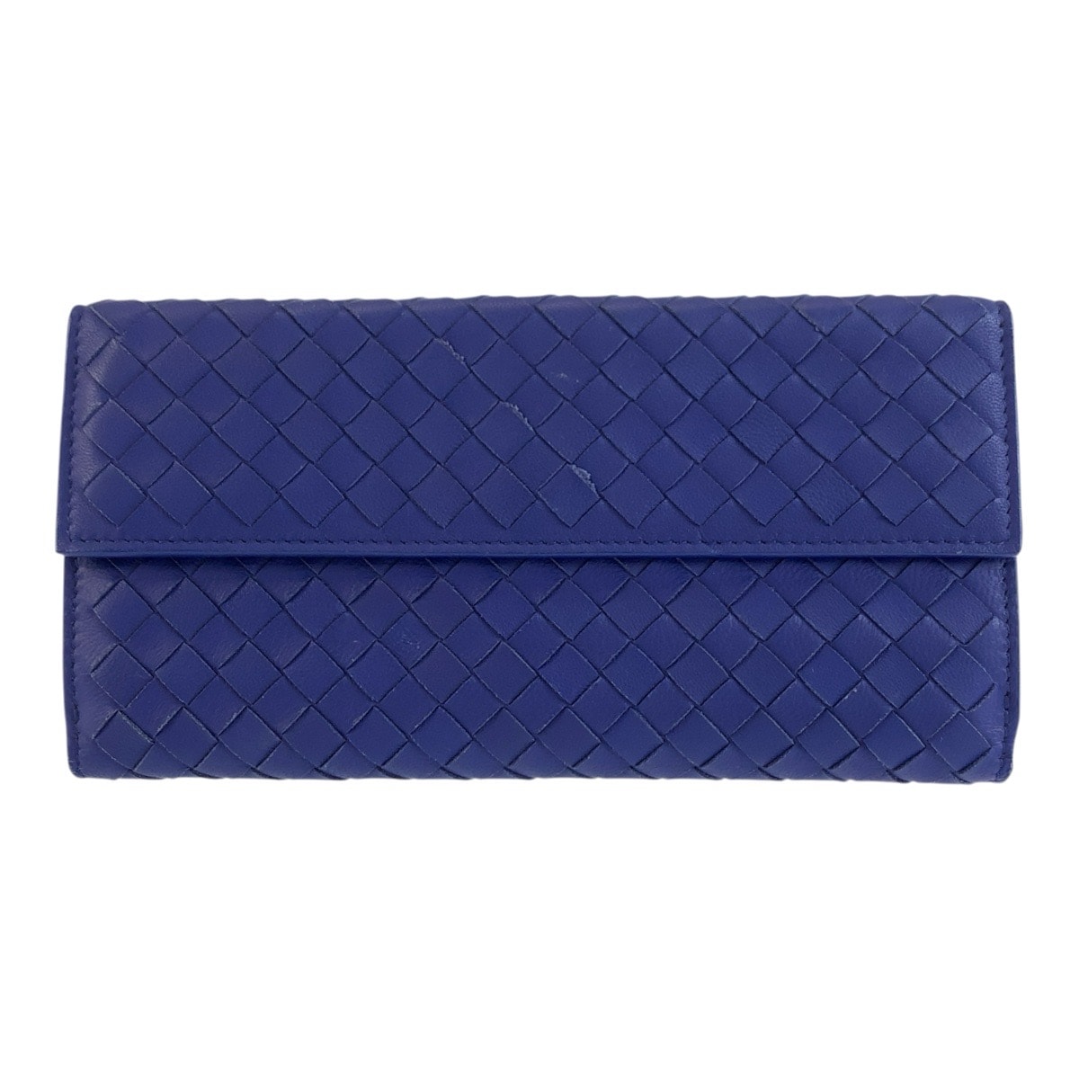 BOTTEGAVENETA ボッテガヴェネタ イントレチャート ブルー レザー 長財布 ロングウォレット 1-0252241 【中古】