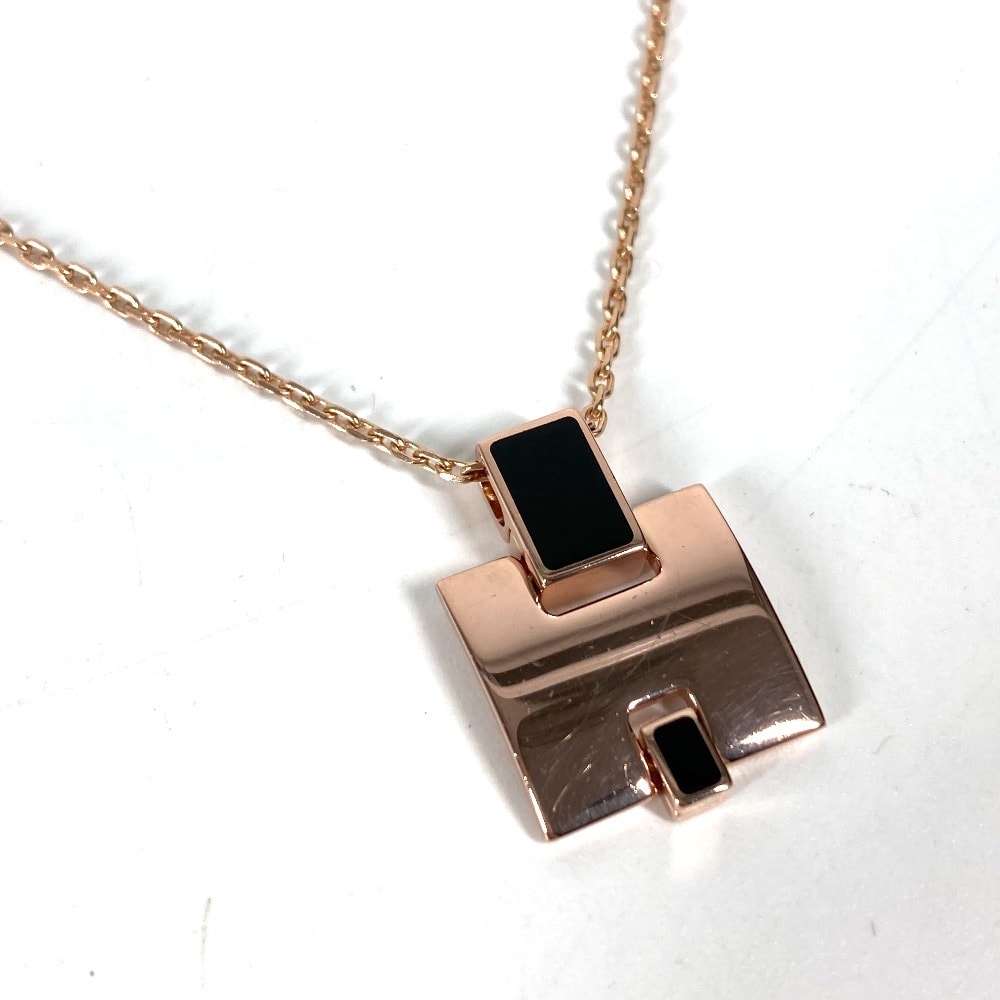エルメス HERMES アイリーン アクセサリー チェーン Hロゴ ネックレス メタル ブラック