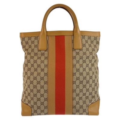 GUCCI グッチ シェリーライン ベージュ GGキャンバス レザー/ トートバッグ ハンドバッグ 603256 【中古】