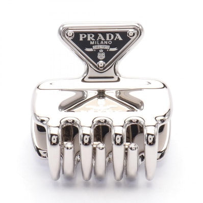プラダ PRADA トライアングルロゴ 衣料品 ステンレススチール レディース シルバー系 / ブラック系 1IF0872BA6F0276 【新品】