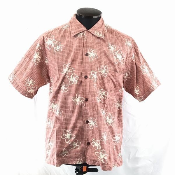 /ラルフローレン★ハイビスカス柄/アロハシャツ【メンズM/赤系】CHAPS Ralph Lauren◆BC504