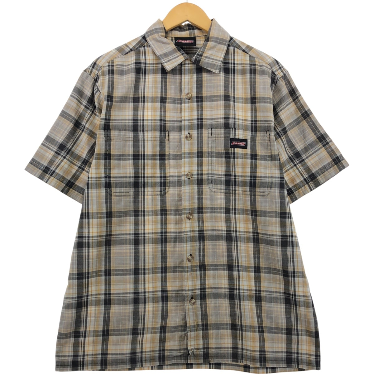 古着 ディッキーズ Dickies チェック柄 オープンカラー 半袖 ワークシャツ ボックスシャツ メンズL相当/eaa562736 【中古】 【250628】/eaa562736