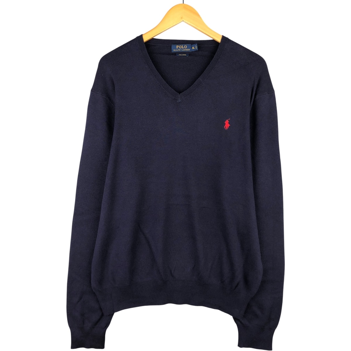 古着 ラルフローレン Ralph Lauren POLO RALPH LAUREN Vネック ピマコットンニットセーター メンズXL相当/eaa589714
