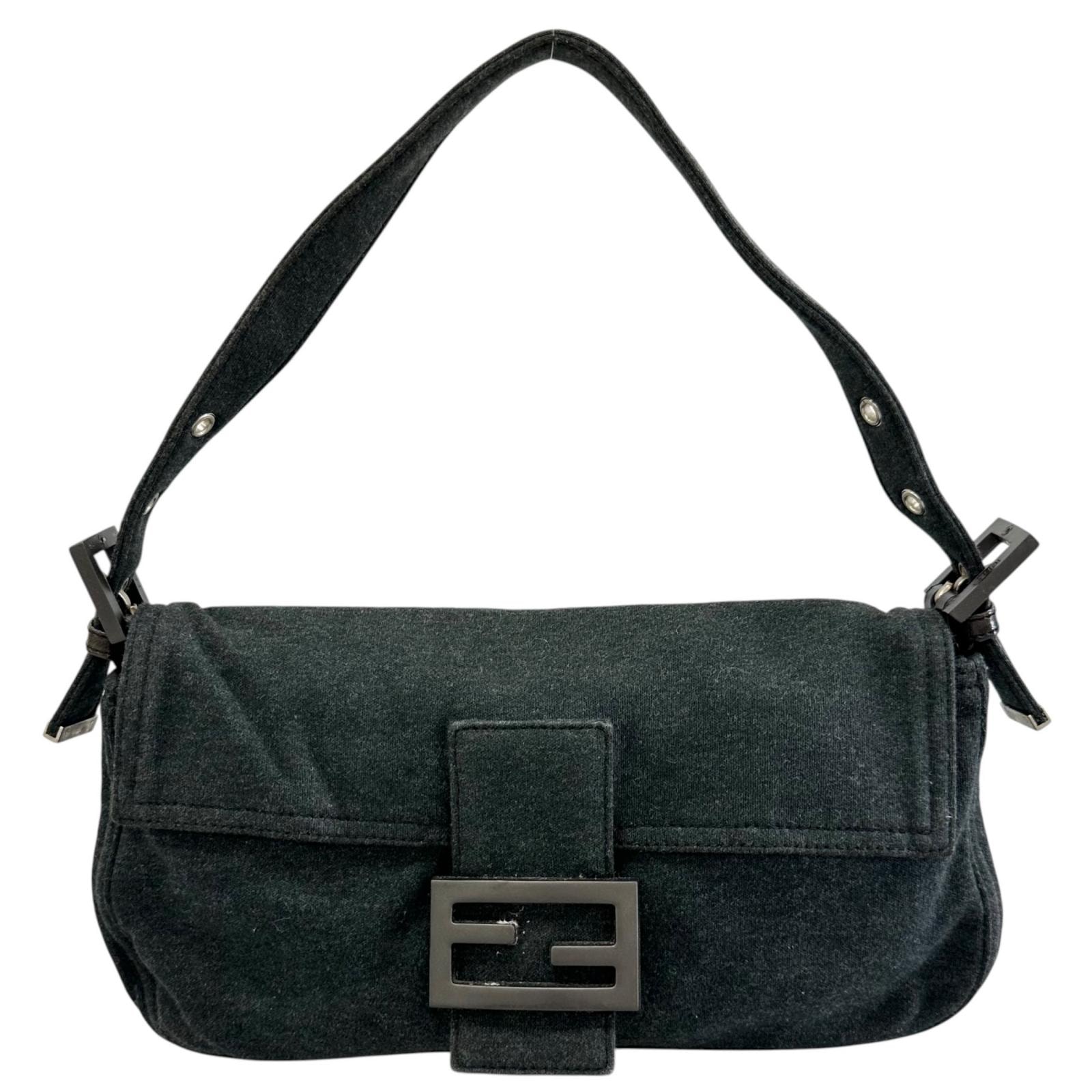 FENDI フェンディ マンマバケット ショルダーバッグ コットン ダークグレー レディース ワンショルダー【中古】