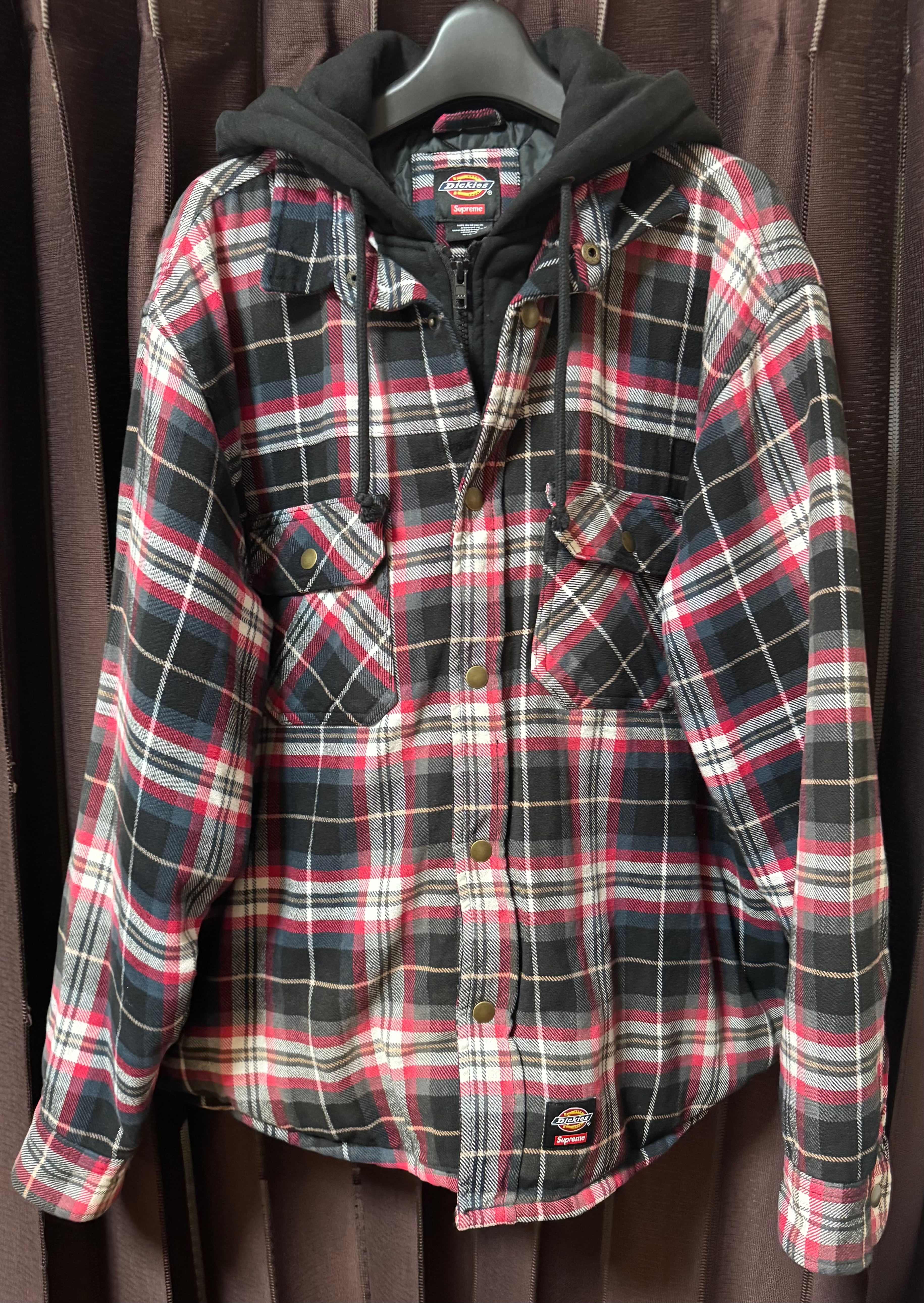 Supreme x Dickies Lined Zip Up Hooded Flannel Shirt "Black"