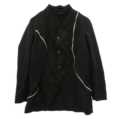 COMME des GARCONS コムデギャルソン ジャケット FQ-J510 SHIRT シャツ エステル縮絨 ポリ縮 ジップ テーラード ジャケット ブラック系 S【中古】