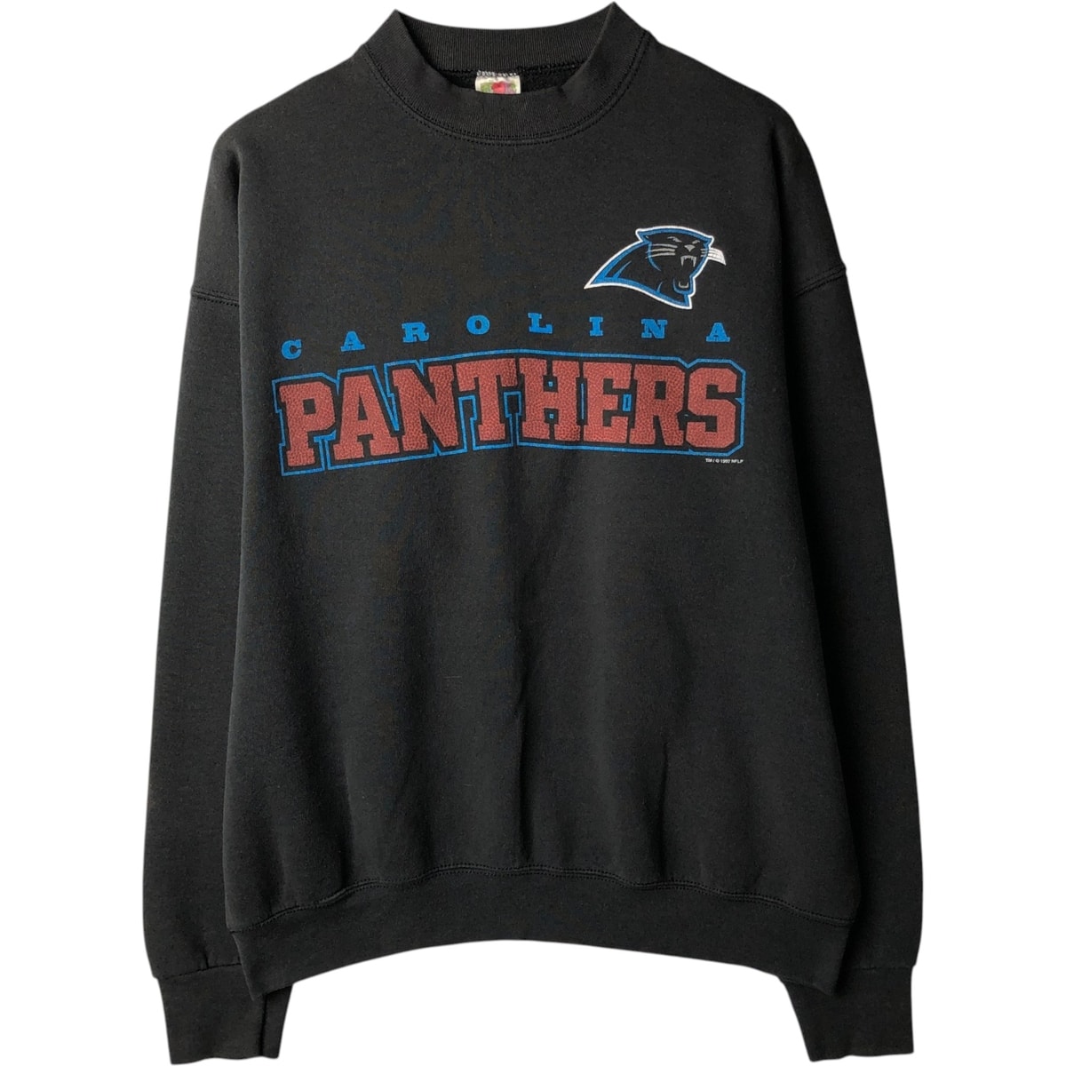 古着 90年代 フルーツオブザルーム FRUIT OF THE LOOM NFL CAROLINA PANTHERS カロライナパンサーズ プリントスウェットシャツ トレーナー USA製 メンズXXL相当 ヴィンテージ/eaa633694