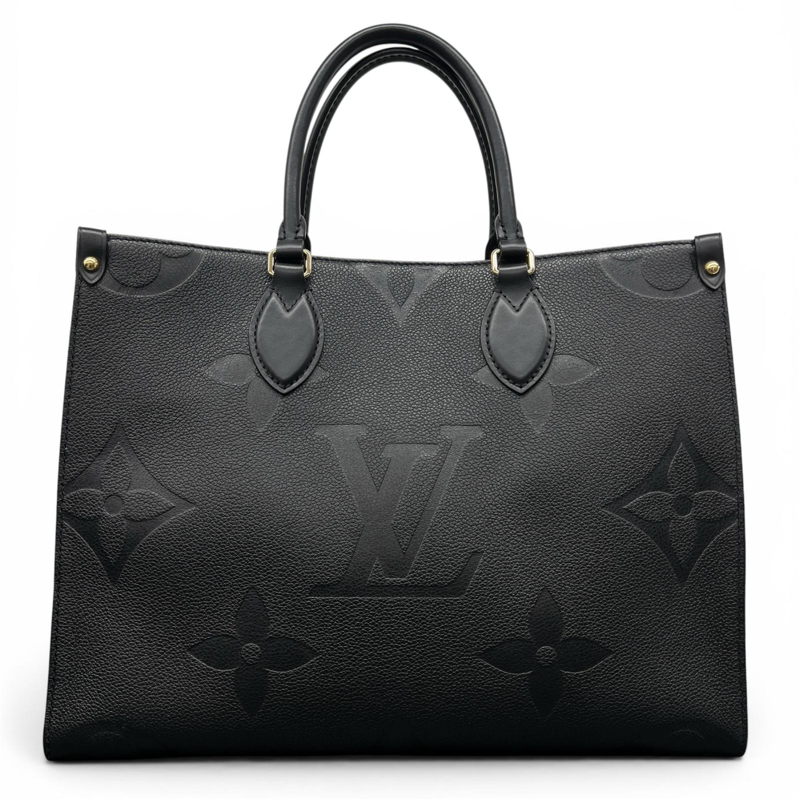 LOUIS VUITTON 極美品 ルイヴィトン オンザゴーMM モノグラムアンプラント ジャイアント 2way トートバッグ M45595 レザー RFID確認済 ブラック ビジネスバッグ ハンドバッグ ショルダーバッグ LV Aランク 中古 鑑定済