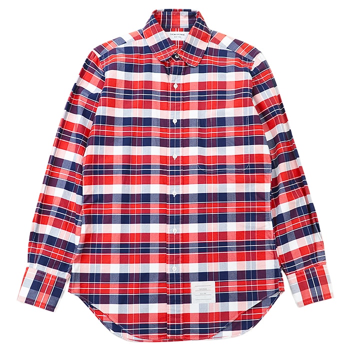 【美品】 トムブラウン タータンチェック オックスフォード ラウンドカラー 長袖シャツ メンズ トリコロール 1 THOM BROWNE