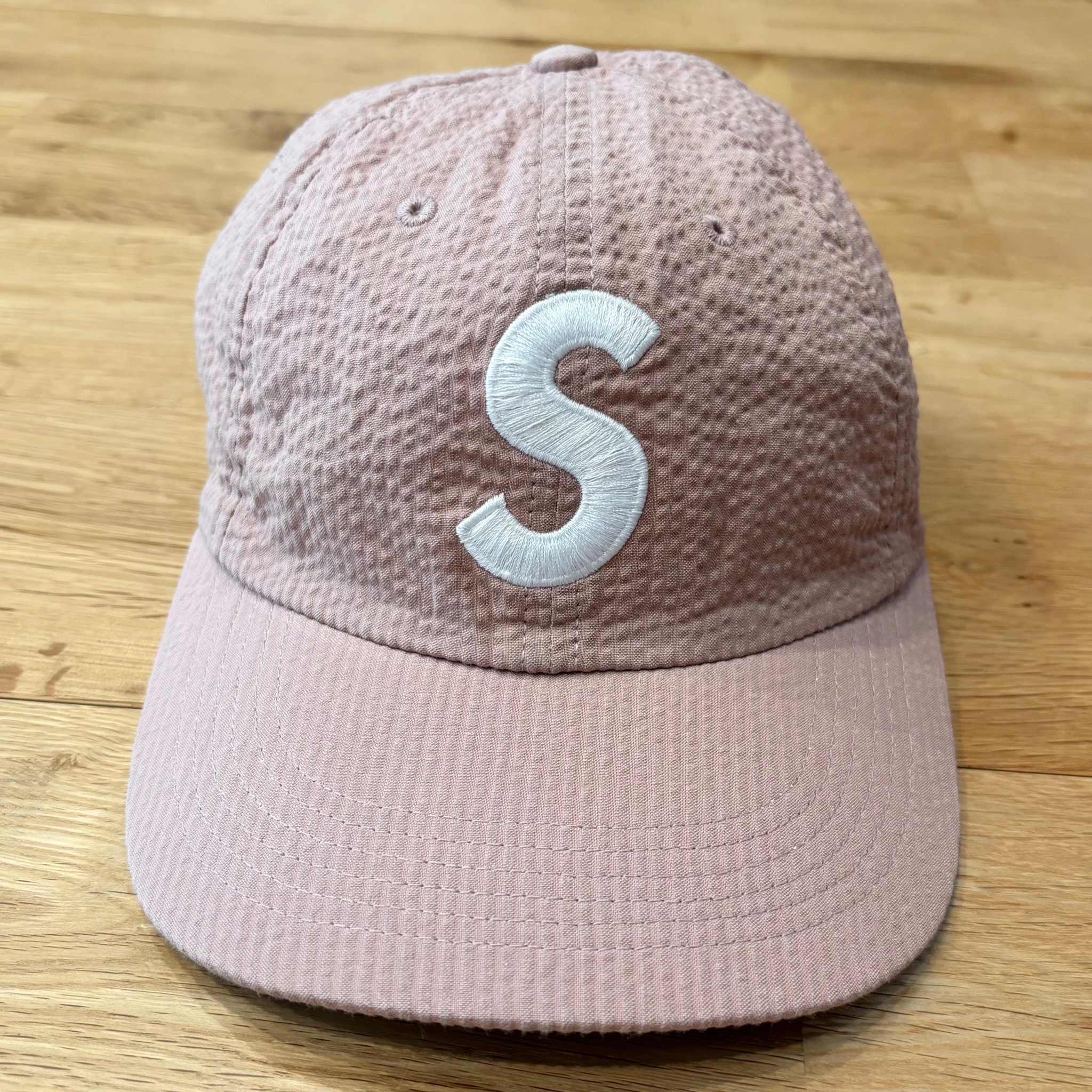 Supreme Seersucker S Logo 6-Panel "Pink"