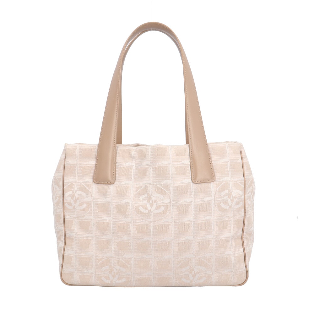シャネル トートPM ニュートラベル トートバッグ ナイロンジャガード ベージュ レディース CHANEL 中古