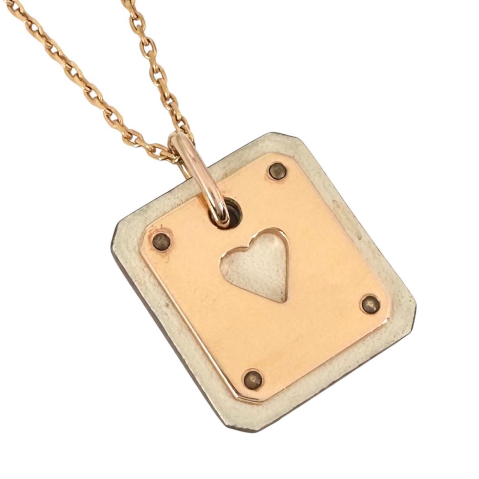HERMES エルメス アスドゥクール エースオブハート ネックレス GP/カーフ ゴールド レディース【中古】